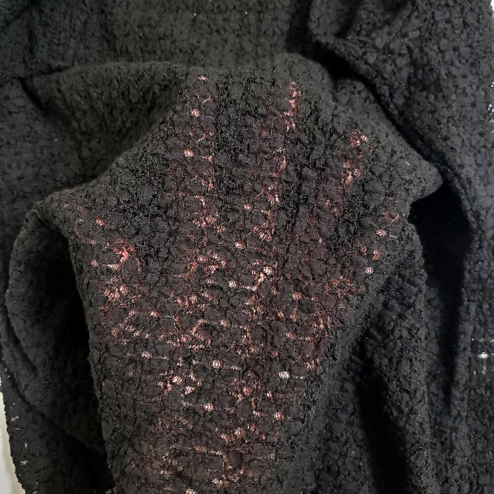 Natural Life Lace Layering Top L Black Long Sleeve Semi Sheer Stretchy Boho - Picture 12 of 13